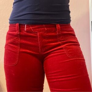 Red Corduroy Low Rise Jeans
